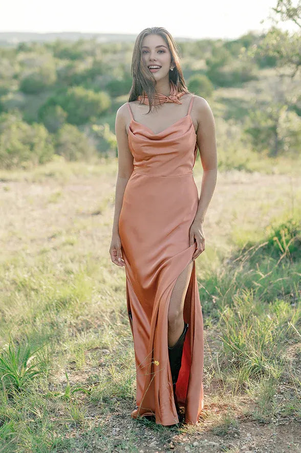 Beautiful Fitted A-line Cowl Neck Sleeveless Backless Floor-Length Prom Dress